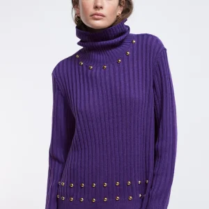 Lola Casademunt Punto<Jersey cuello alto con tachas NEGRO