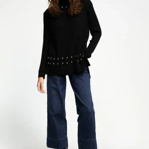 Lola Casademunt Punto<Jersey cuello alto con tachas NEGRO