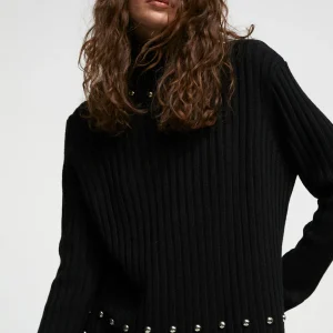 Lola Casademunt Punto<Jersey cuello alto con tachas NEGRO