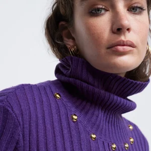Lola Casademunt Punto<Jersey cuello alto con tachas NEGRO
