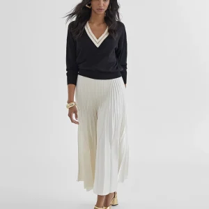 Lola Casademunt Punto<Jersey cuello pico NEGRO-CRUDO