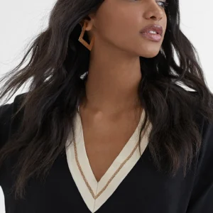 Lola Casademunt Punto<Jersey cuello pico NEGRO-CRUDO