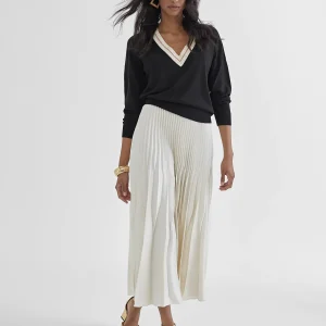 Lola Casademunt Punto<Jersey cuello pico NEGRO-CRUDO