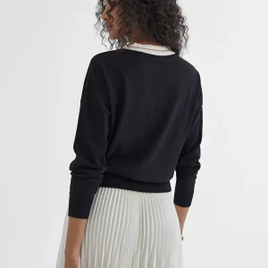 Lola Casademunt Punto<Jersey cuello pico NEGRO-CRUDO