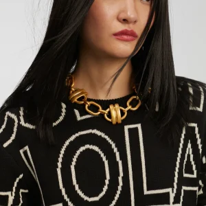 Lola Casademunt Punto<Jersey de punto letras NEGRO-BLANCO