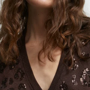 Lola Casademunt Punto<Jersey detalle lentejuelas COBRE