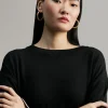 Lola Casademunt Punto<Jersey detalles joya NEGRO