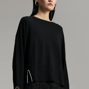 Lola Casademunt Punto<Jersey detalles joya NEGRO