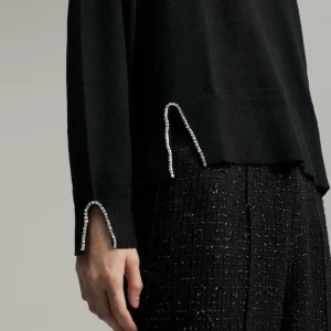 Lola Casademunt Punto<Jersey detalles joya NEGRO