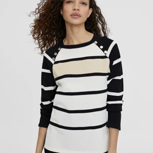 Lola Casademunt Punto<Jersey punto de rayas NEGRO-CRUDO
