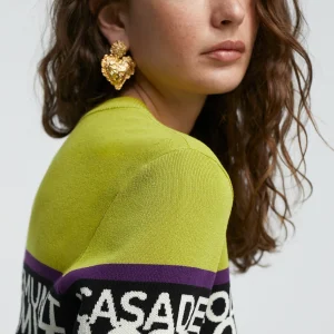 Lola Casademunt Punto<Jersey punto logo VERDE-NEGRO