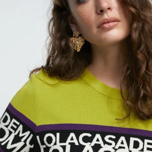 Lola Casademunt Punto<Jersey punto logo VERDE-NEGRO