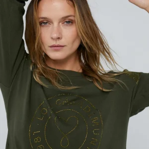 Lola Casademunt Punto | Sudaderas<Jersey punto logo strass KAKI