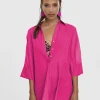 Lola Casademunt Camisas Y Blusas | Baño<Kaftan corto kimono FUCSIA