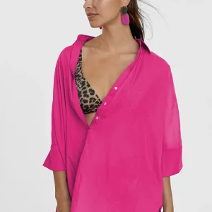 Lola Casademunt Camisas Y Blusas | Baño<Kaftan corto kimono FUCSIA