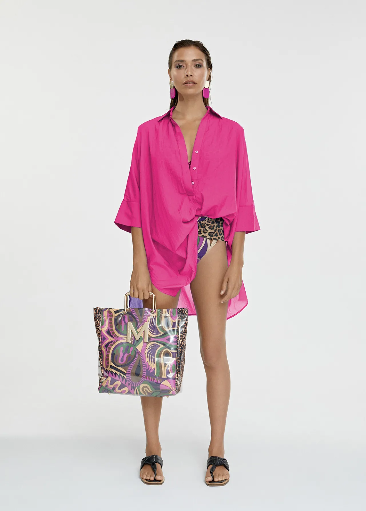 kaftan_corto_kimono_2.webp Lola Casademunt Camisas Y Blusas | Baño<Kaftan corto kimono FUCSIA