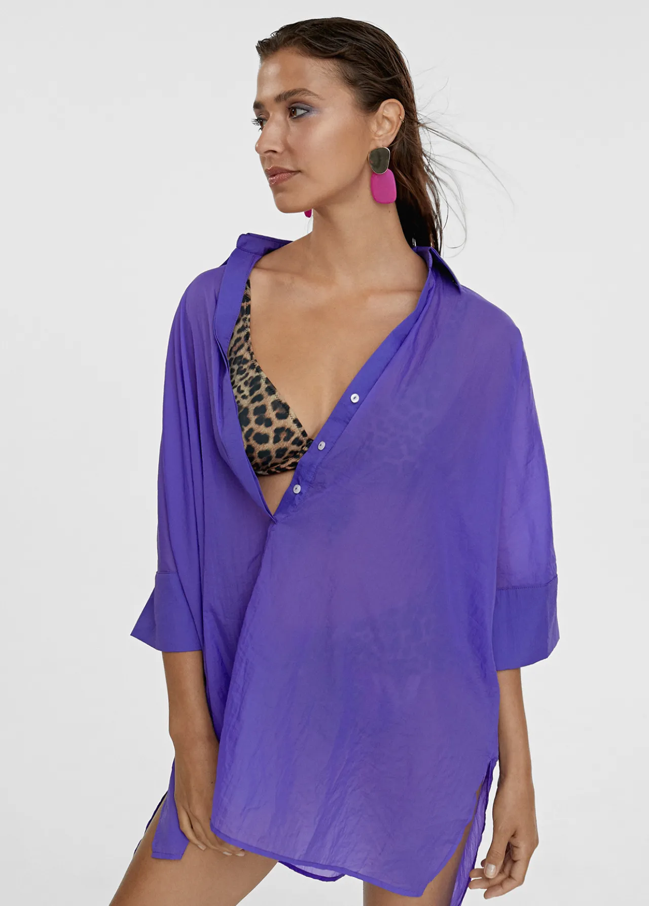 kaftan_corto_kimono_4.webp Lola Casademunt Camisas Y Blusas | Baño<Kaftan corto kimono FUCSIA