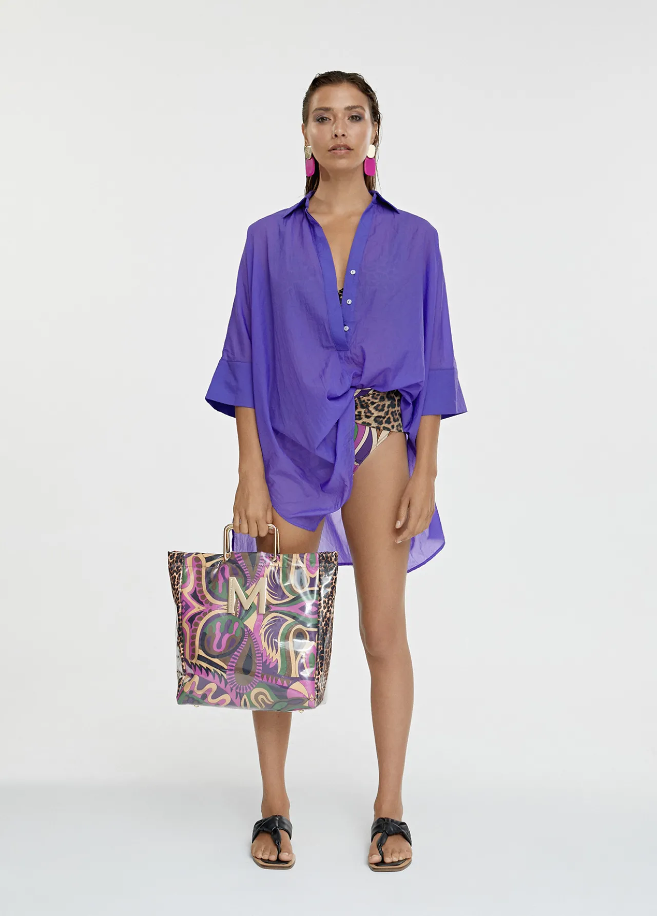 kaftan_corto_kimono_5.webp Lola Casademunt Camisas Y Blusas | Baño<Kaftan corto kimono FUCSIA