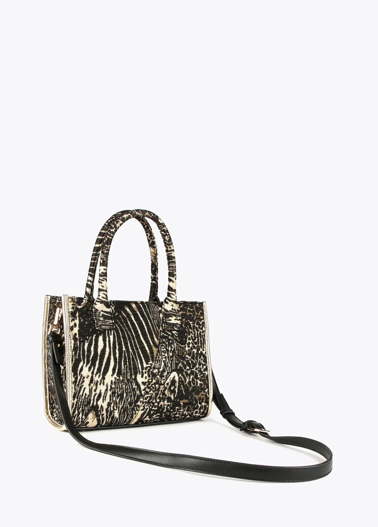 mini_shopper_jacquard_2.webp Lola Casademunt Animal Print | Bolsos Shopper<Mini shopper jacquard NEGRO-METAL