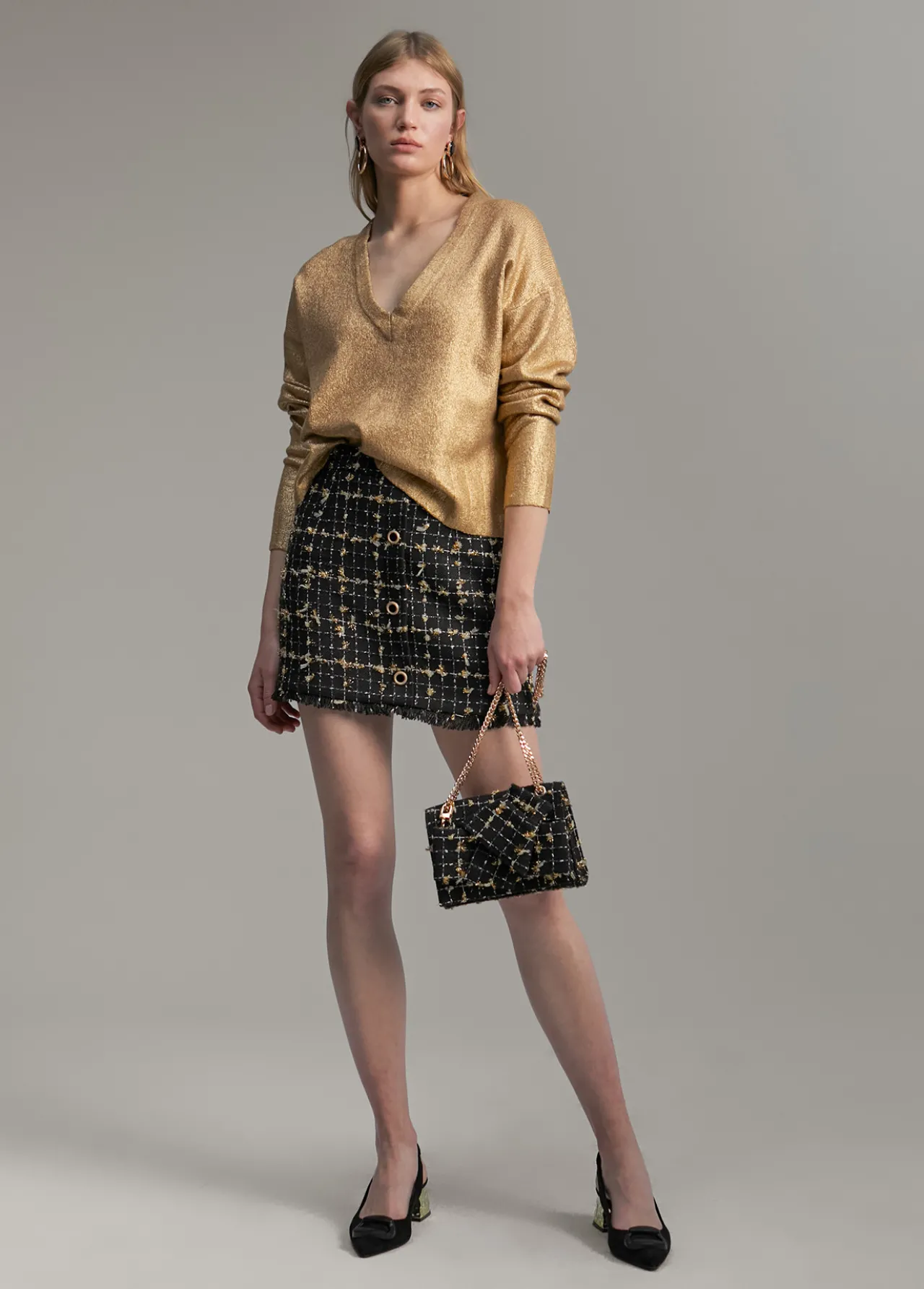 minifalda_cuadros_2.webp Lola Casademunt Vestidos Y Faldas<Minifalda cuadros NEGRO-MARRON