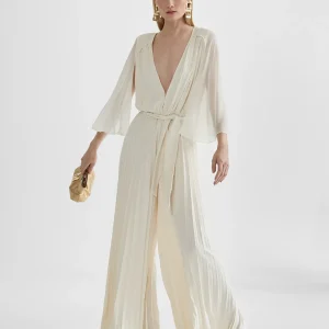 Lola Casademunt Vestidos Y Faldas<Mono plisado mangas capa CRUDO