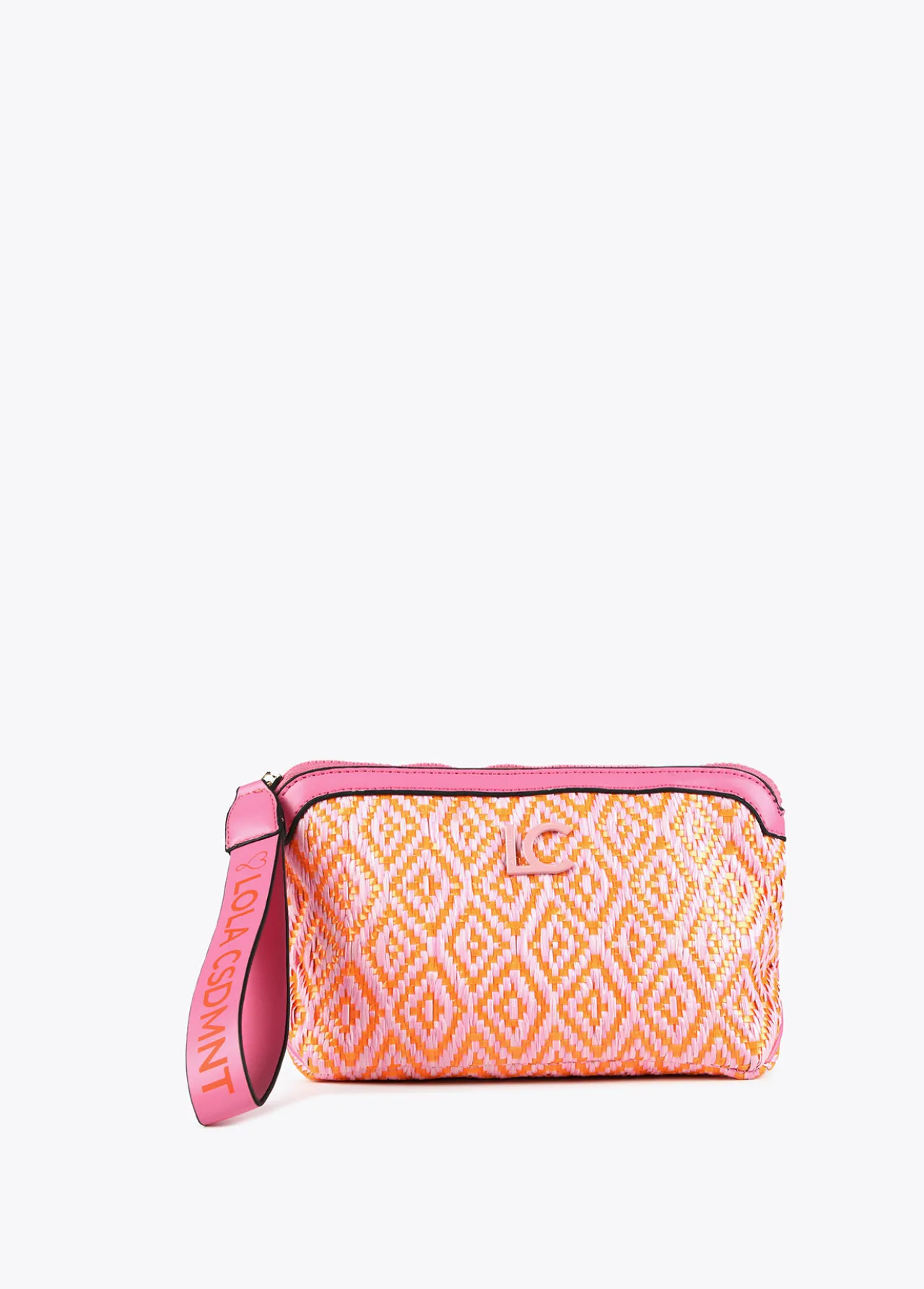 neceser_efecto_rafia_bicolor_0.webp Lola Casademunt Accesorios | Bolsos<Neceser efecto rafia bicolor ROSA-NARANJA