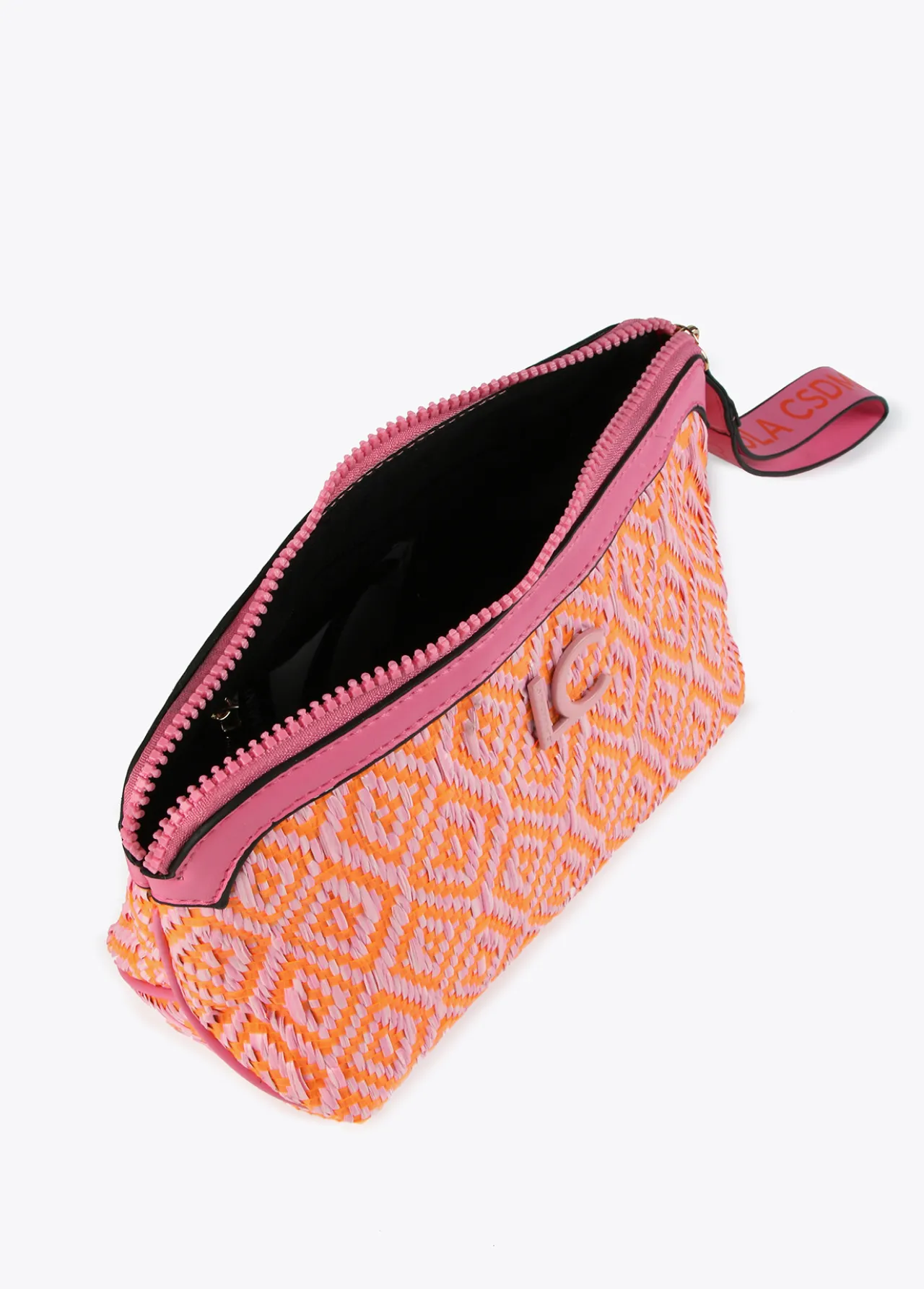 neceser_efecto_rafia_bicolor_1.webp Lola Casademunt Accesorios | Bolsos<Neceser efecto rafia bicolor ROSA-NARANJA