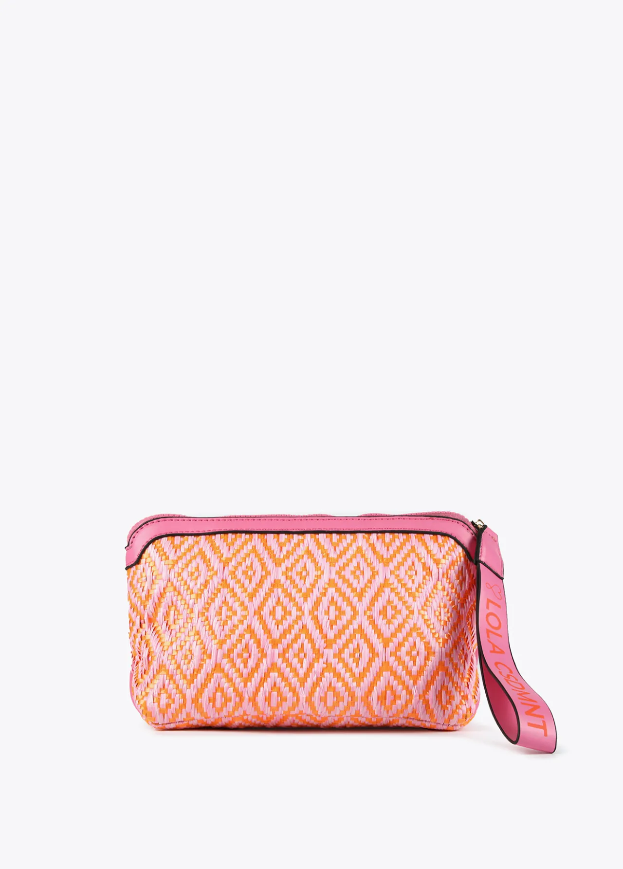 neceser_efecto_rafia_bicolor_2.webp Lola Casademunt Accesorios | Bolsos<Neceser efecto rafia bicolor ROSA-NARANJA