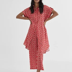 Lola Casademunt Pantalones<Pantalón cropped monograma ROJO