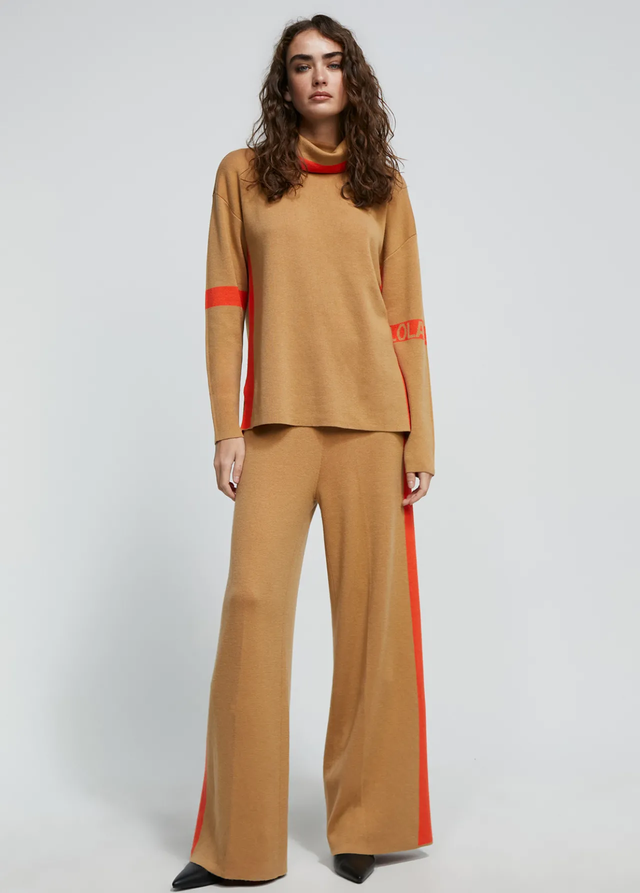 pantaln_de_punto_4-2.webp Lola Casademunt Punto | Pantalones<Pantalón de punto MARRON-NARANJA