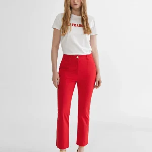 Lola Casademunt Pantalones<Pantalón de punto campana ROJO