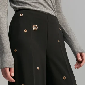 Lola Casademunt Pantalones<Pantalón detalle eyelets NEGRO