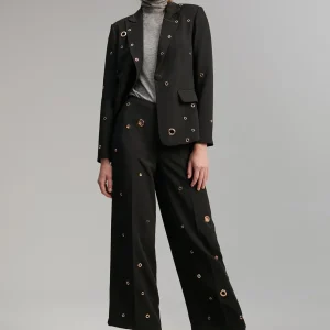 Lola Casademunt Pantalones<Pantalón detalle eyelets NEGRO