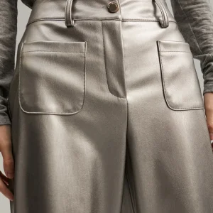 Lola Casademunt Pantalones<Pantalón efecto piel PLATEADO