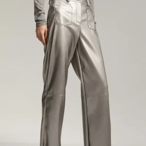 Lola Casademunt Pantalones<Pantalón efecto piel PLATEADO