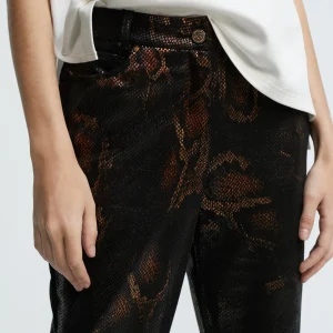Lola Casademunt Pantalones<Pantalón estampado animal NEGRO-MARRON