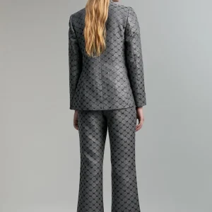 Lola Casademunt Pantalones<Pantalón jacquard monograma GRIS-METAL