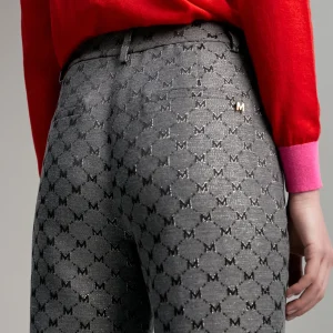 Lola Casademunt Pantalones<Pantalón jacquard monograma GRIS-METAL