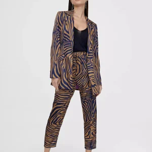 Lola Casademunt Pantalones<Pantalón jogging estampado cebra MARRON-AZUL