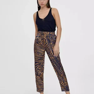 Lola Casademunt Pantalones<Pantalón jogging estampado cebra MARRON-AZUL