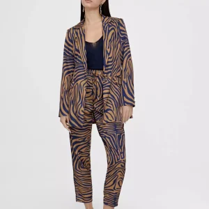 Lola Casademunt Pantalones<Pantalón jogging estampado cebra MARRON-AZUL
