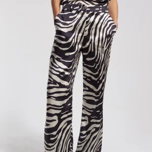 Lola Casademunt Animal Print | Pantalones<Pantalón palazzo cebra NEGRO-CRUDO