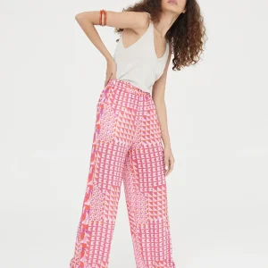Lola Casademunt Pantalones<Pantalón palazzo estampado ROJO-LILA