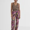Lola Casademunt Pantalones<Pantalón palazzo fluido LILA-NEGRO