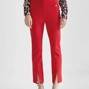 Lola Casademunt Pantalones<Pantalón pitillo abertura ROJO