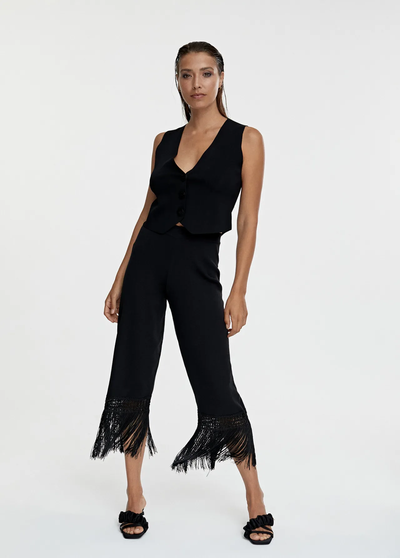 pantaln_punto_flecos_0.webp Lola Casademunt Pantalones<Pantalón punto flecos NEGRO