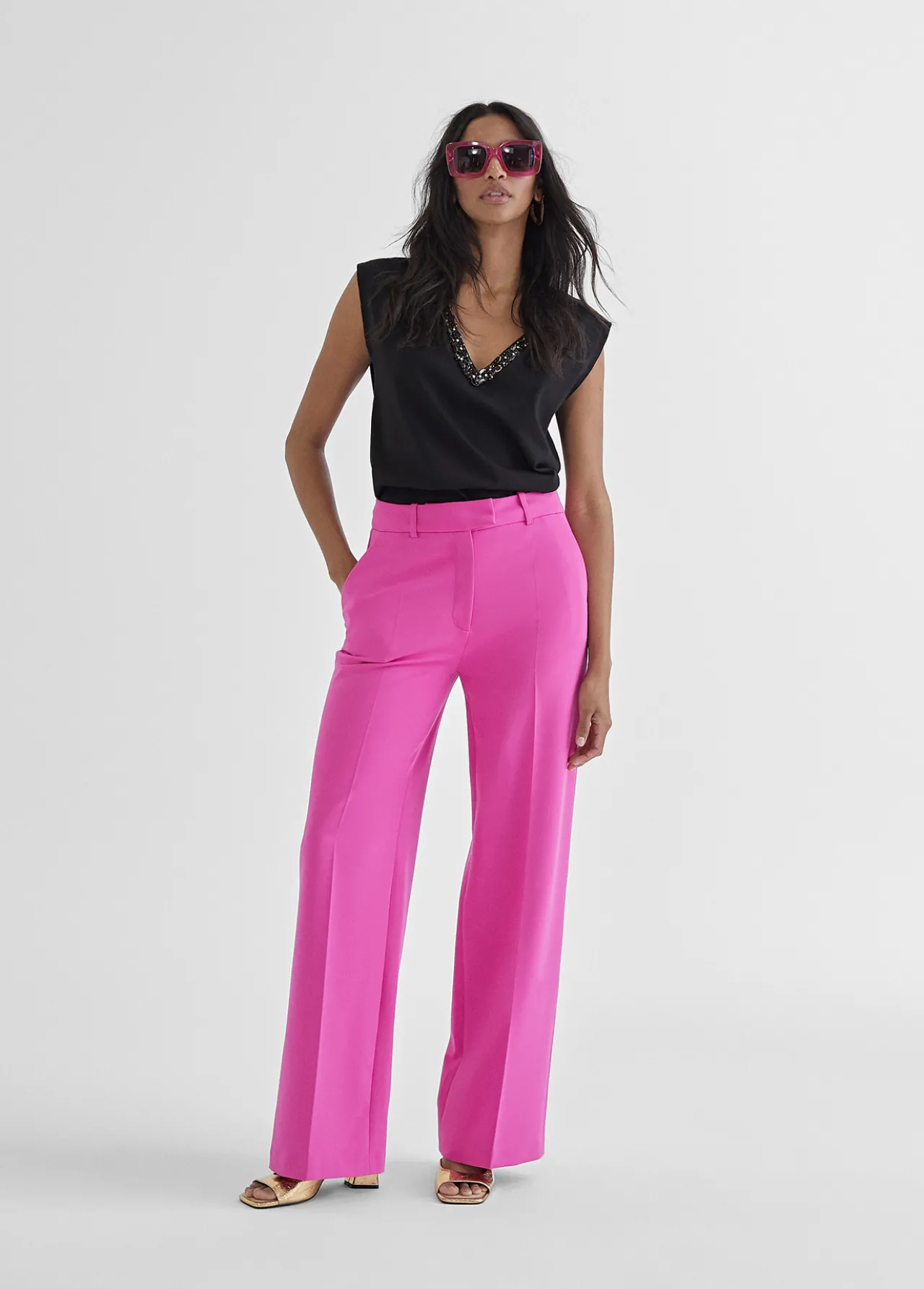 pantaln_recto_0.webp Lola Casademunt Pantalones<Pantalón recto FUCSIA