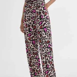 Lola Casademunt Pantalones<Pantalón recto animal print ROJO-ROSA