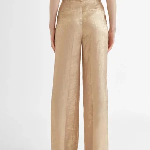 Lola Casademunt Pantalones<Pantalón recto dorado y tornasolado ROSA
