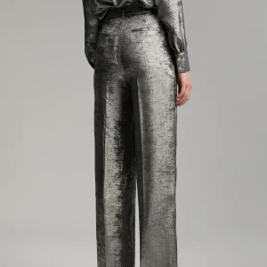 Lola Casademunt Pantalones<Pantalón recto laminado PLATEADO